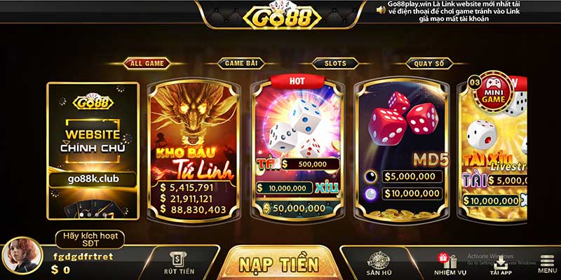 Nhiều thể loại về game cá cược trong GO88